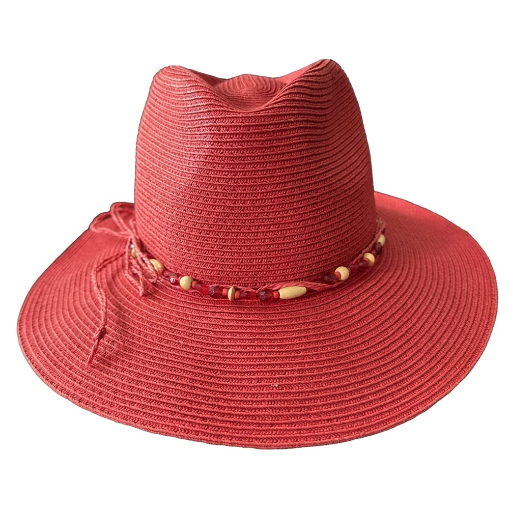Cappelli Straworld Red Beaded Straw Women's Hat